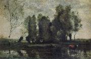 Jean Baptiste Camille  Corot Trees amidst the Marsh oil painting artist